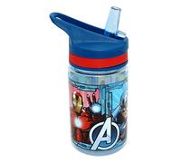 Avengers Tritan Water Bottle 400ml, Kids Boys Sports Water Bottle, Flip Straw BPA Free and Reusable Drink Bottle with Carry Handle, Light-Weight School Bottle
