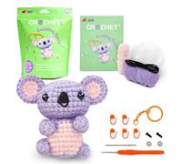 Avenir Beginner Crochet Kit - Cuddling Koala Bag Charm | Crochet Kit for Beginners with Video Tutorials, Pre-Started Yarn & Full Supplies | Cute Crochet Animal Craft Gifts