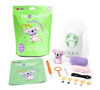 Avenir Beginner Crochet Kit - Cuddling Koala Bag Charm | Crochet Kit for Beginners with Video Tutorials, Pre-Started Yarn & Full Supplies | Cute Crochet Animal Craft Gifts