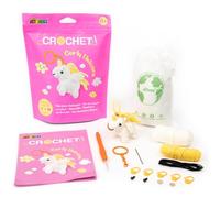 Avenir Beginner Crochet Kit - Curly Unicorn Bag Charm | Crochet Kit for Beginners with Video Tutorials, Pre-Started Yarn & Full Supplies | Cute Crochet Animal Craft Gifts