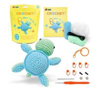 Avenir Beginner Crochet Kit - Mint Turtle Bag Charm | Crochet Kit for Beginners with Video Tutorials, Pre-Started Yarn & Full Supplies | Cute Crochet Animal Craft Gifts