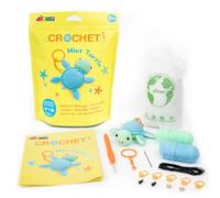 Avenir Beginner Crochet Kit - Mint Turtle Bag Charm | Crochet Kit for Beginners with Video Tutorials, Pre-Started Yarn & Full Supplies | Cute Crochet Animal Craft Gifts