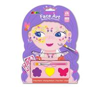 Avenir Face Art Butterfly Princess Kit, 3 Face Paints with Brush, Gems and Stencils for Children