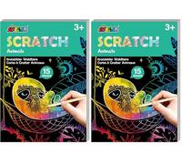 Avenir Mini Scratch Book, Animal Theme, 15 Pages of Creative Scratch Art. A Fun DIY Creative Activity Book. for Ages 3+ (Pack of 2)