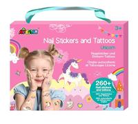 Avenir Nail Stickers and Tattoos | Unicorns, 260 + Temporary Nail Stickers and Tattoos, Kids Ages 3+, Nail Art Decals Self-Adhesive Cute Supplies Art Design