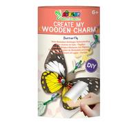 Avenir Natural Creation DIY Wooden Butterfly Charm Kit, 22 cm Decorative Bag Accessory, Fun DIY Creative Activity Set. Ages 6+