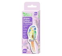 Natural Creation Water-Colour Painting Bird Bookmarks Set, 20 Pieces, Ages 6+, Wet The Brush and Paint to Reveal Vibrant Colours and Patterns, Mess Free Arts and Crafts for Boys and Girls