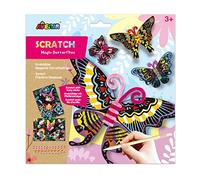 Avenir Scratch | Magic Butterflies | with Fuzzy Sticks | for Kids Ages 3+, Multi Coloured