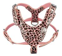 Avenpets Handmade Spiked Studded Leather Dog Harness American Bulldog Harness Walking Training Harness for Pitbull Boxer German Shepherd,Leopard,One Size