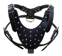 Avenpets Handmade Spiked Studded Leather Dog Harness American Bulldog Harness Walking Training Harness for Pitbull Boxer German Shepherd,Black,One Size