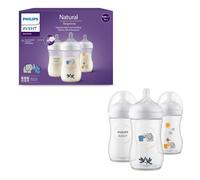 Philips Avent Natural Response Baby Gift Set, 3 Natural Response Baby Bottles 260 ml with T3 (1 m+ Teats), SCY903/63