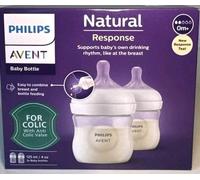 Philips Avent Natural Response Baby Bottle - 2 x 125ml Baby Milk Bottle for Newborns and Up, BPA Free, 0+ Months (Model SCY900/02)