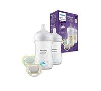 Philips Avent Natural Response Pack: 2 Decorated Baby Bottles + 2 Ultra Air Pacifiers 260ml Clear 0-6 Months Kids