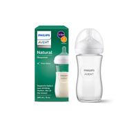 Avent Philips Avent Natural Response Glass Baby Bottle 8oz/240 ml with Medium Flow Teat (Flow 3, White White