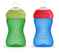 AVENT Philips My Grippy Spout Sippy Cup with Soft Spout and Leak-Proof Design, Blue/Green, 10oz, 2pk, SCF801/21