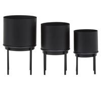 Avento Set Of Three Black Finish Planters Interiors by Premier Black One Size