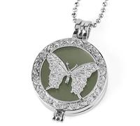 Aventurine Crystal Necklace for Women Men,Essential Oil Diffuser Charm with Silver Chain,Locket Aromatherapy Pendant Chork Amulet Jewelry Gifts for Girls Birthday Christmas Aventurine