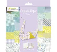 Avenue Mandarine 52507O - A pack of 60 Origami sheets 20x20 cm 70G (30 designs x 2 sheets) + a sheet of stickers ''Yeux'', From 7 years - FLOWERS THEME