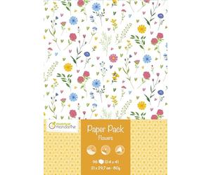 Avenue Mandarine CC067C - PAPER PACK - Pack of 96 sheets of creative paper printed on both sides A4 - FLOWERS - Children's Creative and Leisure Activity - DIY