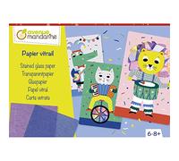 Avenue Mandarine KC136C - Children's creative box - 5 Postcards - From age 6 - STAINED GLASS EFFECT PAPER - Children's Creative and Leisure Activity - DIY