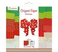 Avenue Mandarine - Ref OR506C - Origami Sheet Pack - Festive - 70gsm Clairefontaine Paper, 20 x 20cm Sheets, 60 Printed Sheets, Sheet of Eye Stickers, Suitable for Ages 7+