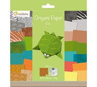 Avenue Mandarine - Origami Sheets - Zoo Animals, 20 x 20cm, 60 Sheets, Eye Stickers, Ages 7+