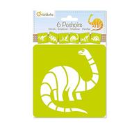 Avenue Mandarine - Ref 42449MD - Stencil Set - Dinosaur Designs - 6 Stencils Per Pack, Translucent for Easy Placement, Compatible with Felt Tips, Pencils, Paint & More, Green, 15.0 x 22.0 x 0.3 cm