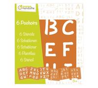Avenue Mandarine - Ref 42450MD - Alphabet Stencils - Lowercase & Uppercase Letters, Set of 6, Translucent Material, 15cm x 15cm, Suitable for Family Activities