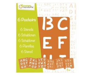Avenue Mandarine - Ref 42450MD - Alphabet Stencils - Lowercase & Uppercase Letters, Set of 6, Translucent Material, 15cm x 15cm, Suitable for Family Activities