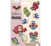 Avenue Mandarine - Ref CC002O - Tattoo Mania Temporary Tattoos - Fairy Designs - 1 Sheet of 10 Tattoos, Water-Erasable, Dermatologically Tested, Suitable for Ages 5+