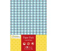 Avenue Mandarine - Ref CC057C - 96 Printed Sheets, Hearts and Stars Patterns, Creative Hobbies, Scrapbook and DIY, 24 Decorative Patterns, Double Sided, A4, 80gsm