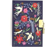 Avenue Mandarine - Ref CO205C - Private Diary with Padlock Closure - Birds & Flowers Design - 240 Ruled Pages, 110 x 140mm, Supplied with 2 Keys, Suitable for Ages 6+