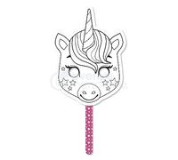 Avenue Mandarine - Ref GY092C - Graffy Stick Mask - Unicorn - Customise with Pens, Paints, Coloured Pencils - 18 x 38.6cm, Laminated on Cardboard, Suitable for Ages 5+