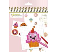 Avenue Mandarine - Ref GY099C - Graffy Pixel Colouring Book - Kawaii Sweets - Pixel Art, 250gsm Drawing Paper, 12 Designs, 24 Squared Sheets, Spiralbound