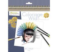 Avenue Mandarine - Ref GY120C - Coloriage Wild No. 5 - Adult Colouring Book Featuring Artwork from Emmanuelle Colin - 20cm x 20cm, 28 Sheets, 14 Designs, 250gsm Drawing Paper