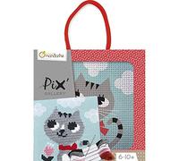 Avenue Mandarine - Ref KC026O - Pix Gallery Box Cross Stitch Painting - Cats Design - 127 x 127mm Printed Fabric, Frame Included, Suitable for Ages 6-10+