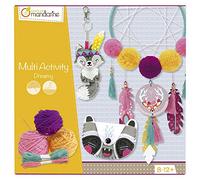 Avenue Mandarine - Ref KC045C - Multi-Activity Box - Dreamy - Dreamcatcher to Assemble, Wolf Keychain to Sew, Raccoon Wallet to Sew - Suitable for Ages 8-12+