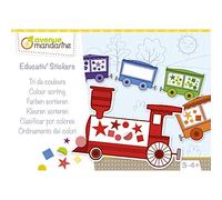 Avenue Mandarine - Ref KC102C - Educativ' Stickers Activity Box - Colour Sorting - Train Designs - 18 Sheets, 9 Designs, 16 Sheets of Geometric Stickers, Suitable for Ages 3-4+