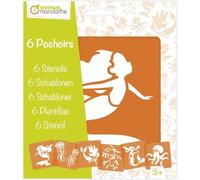 Avenue Mandarine - Ref PO010C - Stencil Set - Mermaid & Sea Creature Designs - 6 Stencils Per Pack, Translucent for Easy Placement, Compatible with Felt Tips, Pencils, Paint & More