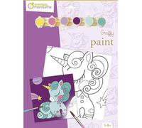 Avenue Mandarine - Ref PP018O - Graffy Paint Activity Set - Unicorn - Pre-Drawn Painting Cardboard Canvas, 20cm x 20cm, 6 Paints to Use, Suitable for Ages 5-8+