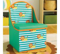 avenza polyester kids lion storage seating chair in green