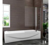 AVER-GROWTH 1000X1400mm Bath Shower Screen Bathroom Square Pivot Chrome Reversible Frameless Double Glass Panel