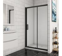 AVER-GROWTH 1100X1950mm Matt Black Frame Sliding Shower Enclosure 8mm Glass Nano Cubicle Screen Door