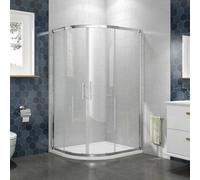 AVER-GROWTH 1200X800mm Quadrant Shower Enclosure Framed Walk In Double Sliding Glass Door Screen With Tray & Waste Left Entry