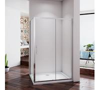 AVER-GROWTH 1500X700mm Rectangular Framed Sliding Shower Enclosure Glass Door Screen With Side Panel And Stone Tray