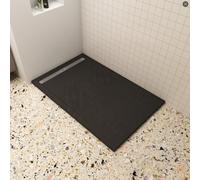 AVER-GROWTH 1500X800mm Luxury Rectangle Slate Effect Slimline Black Shower Stone Tray+Free Waste&drain Trap