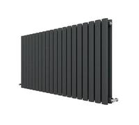 AVER-GROWTH Anthracite Designer Radiator Horizontal Oval Column Double Panel Rad 600X1180mm
