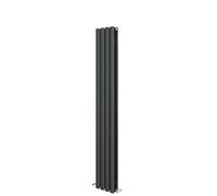AVER-GROWTH Anthracite Designer Radiator Vertical Oval Column Double Panel Rad 1600X236mm