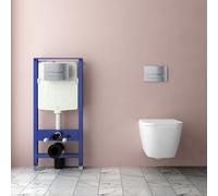 AVER-GROWTH Evergrow Bathroom Rimless Square Wall Hung Toilet Uf Soft Close Seat 1.14M Concealed Cistern Frame Set Chrome Button Flush Plate