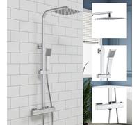 AVER-GROWTH Evergrow Square Chrome Exposed Twin Head Thermostatic Mixer Shower